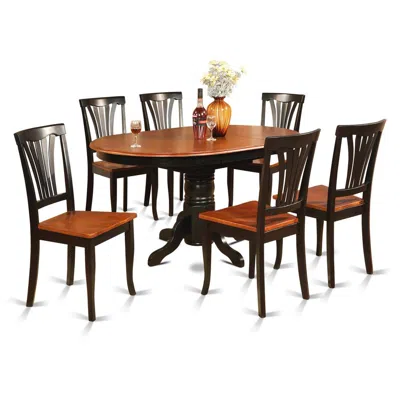 East West Furniture 7 Pc Dining Room Set-oval Table With Leaf And 6 Dining Chairs. In Brown