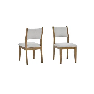 Lilola Home Darla Set Of 2 Walnut Oak Dining Side Chairs With Light Gray Fabric In Gray