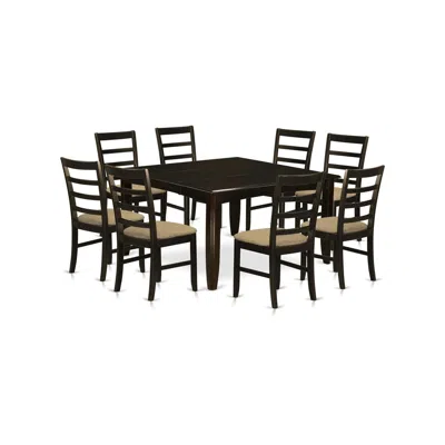 East West Furniture Parf9-cap-c 9 Pc Dining Room Set-square 54" Gathering Table And 8 Stools In Black