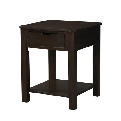 Lilola Home Flora Dark Brown Mdf End Table With Drawer In Brown