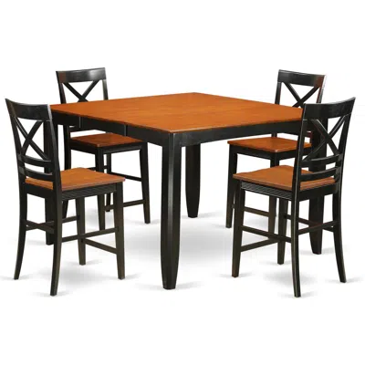 East West Furniture 5 Pc Counter Height Table And Chair Set - Table And 4 Bar Stools. In Orange