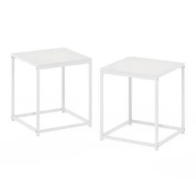 Furinno Camnus Modern Living End Table, Solid White/white, Set Of 2 In White