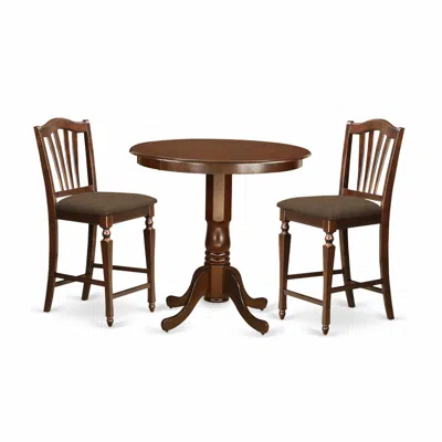 East West Furniture Jach3-mah-c 3 Pc Dining Counter Height Set - Kitchen Dinette Table And 2 Counter Height Stool. In Brown