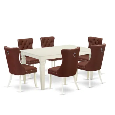 East West Furniture 7 Piece Kitchen Table Set Contains A Rectangle Dining Table With Butterfly Leaf In Brown