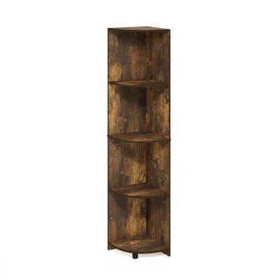 Furinno Econ 4-tier Corner Shelf Bookcase, Bookshelf, Amber Pine In Brown