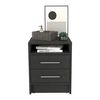 Depot E-shop Leyva Nightstand With 2 Drawers And 1 Shelf, Black In Black