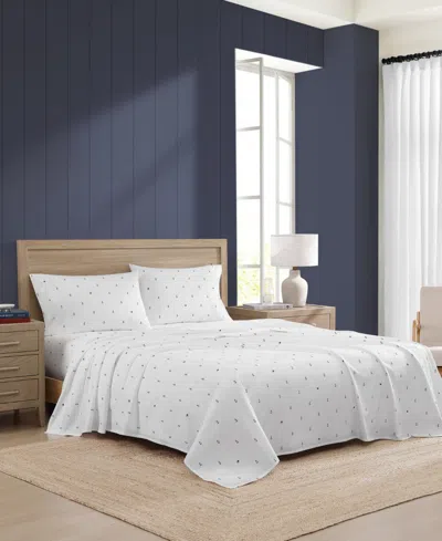 Tommy Hilfiger Printed 200-thread Count Cotton Percale 4-pc. Sheet Set, Queen In White
