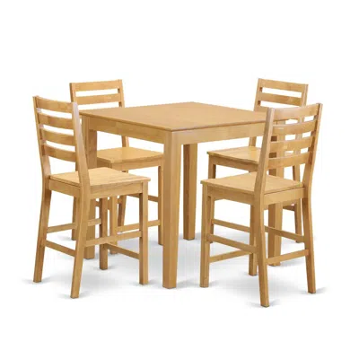 East West Furniture 5 Pc Counter Height Set - High Top Table And 4 Counter Height Chairs. In Neutral