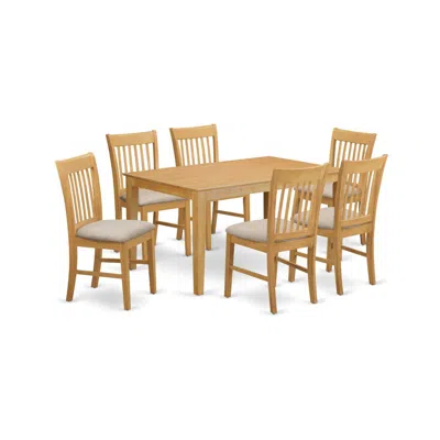 East West Furniture Cano7-oak-c 7 Pc Small Kitchen Table Set - Dining Table And 6 Dining Chairs In Neutral