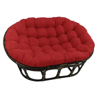 International Caravan Rattan Double Papasan Chair With Microsuede Cushion In Red