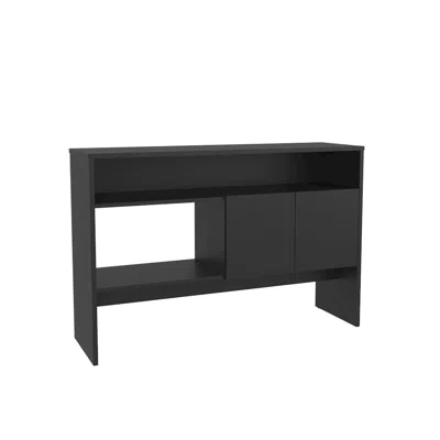 Depot E-shop Salcha Console Table With 2 Doors And 3 Shelves, Black In Black
