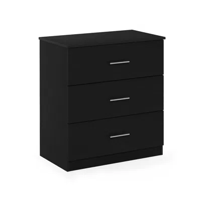 Furinno Simple Design 4-drawer Chest Drawer, Dresser With Handle, Americano In Black