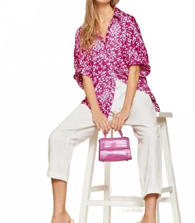 Andree By Unit Floral Print With Drop Puff Sleeve Blouse In Pink In Pink