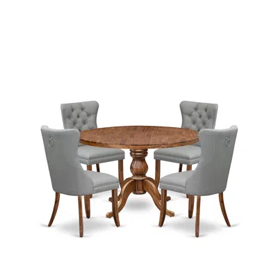 Luxe By East West Furniture 5-pc Kitchen Table Set Consist A Table, 4 Light Gray Upholstered Dining Chairs