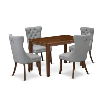 East West Furniture 5 Piece Modern Dining Table Set Consists Of A Rectangle Kitchen Table In Gray