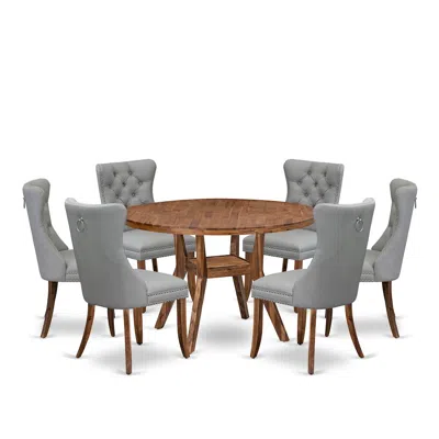 Luxe By East West Furniture 7-pc Mid Century Dining Set Include A Modern Table, 6 Light Gray Padded Chairs