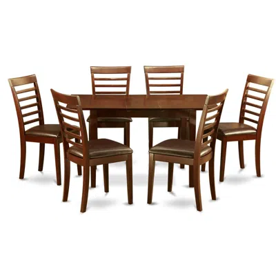 East West Furniture 7 Pc Small Table Set - Kitchen Table With Leaf And 6 Kitchen Dining Chairs In Brown
