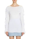 BALMAIN Button-Detail Ruffle-Sleeve Top