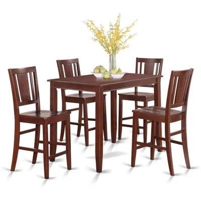 East West Furniture 5 Pc Counter Height Table Set-high Top Table And 4 Kitchen Counter Chairs In Brown