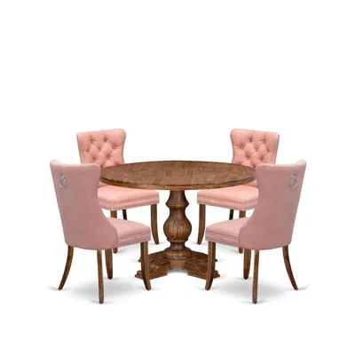 Luxe By East West Furniture 5-pc Modern Dining Table Set Contain A Wood Table And 4 Beige Red Parson Chairs