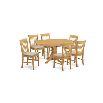 East West Furniture Avno7-oak-c 7 Pc Table And Chair Set - Dinette Table And 6 Dining Chairs In Brown