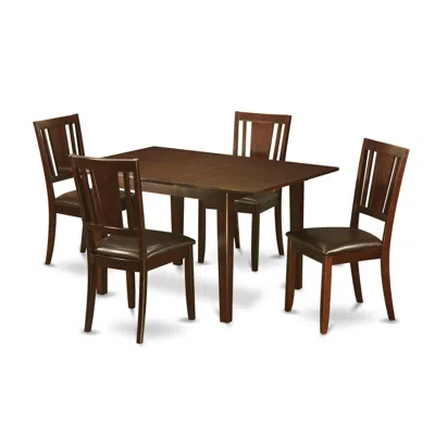 East West Furniture 5 Pc Dinette Set For Small Spaces - Small Kitchen Table With 4 Dining Chairs In Brown