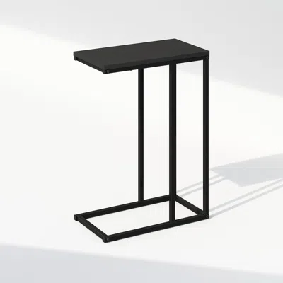Furinno C-shaped Side Table, End Table For Couch, Sofa & Bed With Metal Frame, Americano In Black