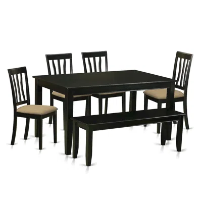 East West Furniture Duan6-blk-c 6 Pc Kitchen Nook Dining Set - Dinette Table And 4 Kitchen Dining Chairs In Addition To  In Black