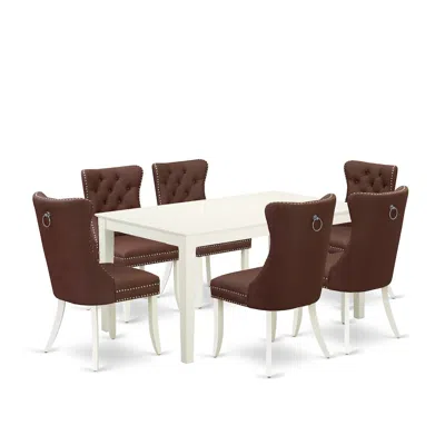 East West Furniture 7 Piece Modern Dining Table Set Consists Of A Rectangle Kitchen Table In Burgundy