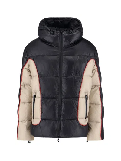 Diesel W-ostend Impactful Color-block Puffer Jacket In Black