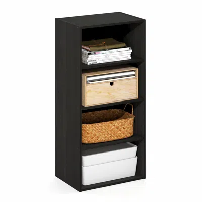 Furinno Basic 4-tier Open Shelf Bookcase, Bookshelf, Storage Organizer, 11 X 17 X 35 In Black