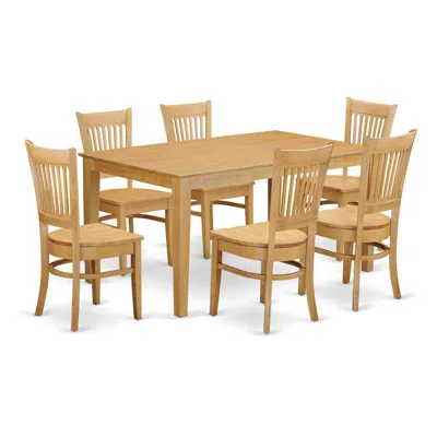 East West Furniture 7 Pc Dining Room Set - Dining Table And 6 Dining Chairs In Brown