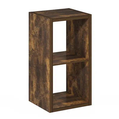 Furinno Cubicle Open Back Decorative Cube Storage Organizer, 2-cube, Amber Pine In Brown