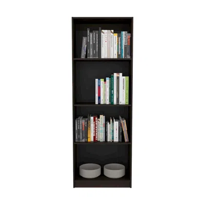 Depot E-shop Vinton Bookcase With Spacious Tier-shelving Design, Dark Walnut / Black Wengue In Black