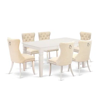 East West Furniture 7 Piece Kitchen Set Consists Of A Rectangle Dining Table With Butterfly Leaf In Neutral
