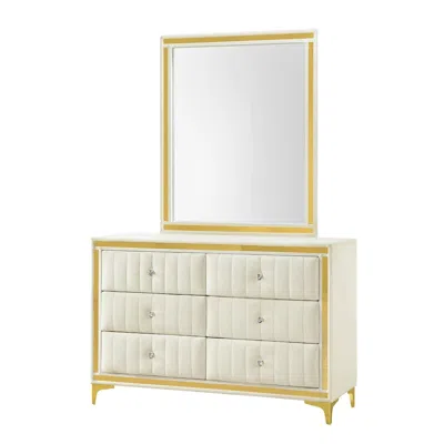 Woodpeckers Furniture And Mattress 6 Drawer Dresser With Gold Legs And Trim - Fully -assembled And Ready To Use
