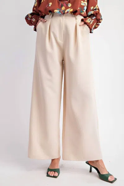 Easel Stretch Wool Doby Pants In Cream In Neutral