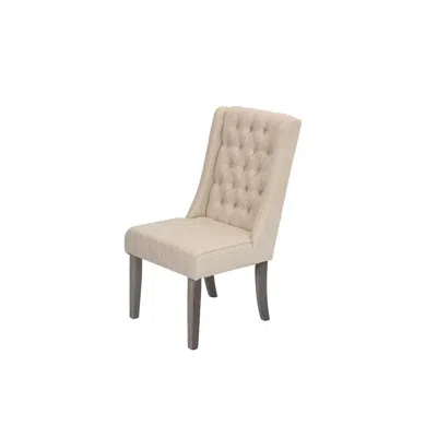 Best Quality Furniture **set Of 2** Upholstered Side Chairs With Tufted Buttons. Beige
