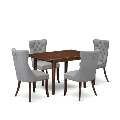 East West Furniture 5 Piece Dining Table Set Consists Of A Rectangle Wooden Table In Gray