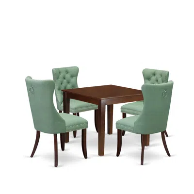East West Furniture 5 Piece Dining Table Set For Small Spaces Consists Of A Square Kitchen Table In Green