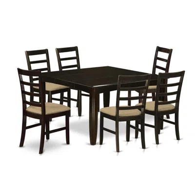 East West Furniture Parf7-cap-c 7 Pc Formal Dining Rooom Set-table And 6 Dinette Chairs. In Black
