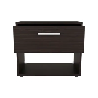 Depot E-shop Noxen Nightstand, 1 Drawer, 1 Shelf, 4 Legs, Walnut In Black