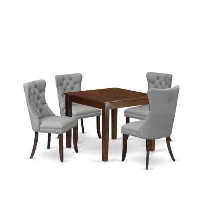 East West Furniture 5 Piece Kitchen Table & Chairs Set Consists Of A Square Dining Table In Gray