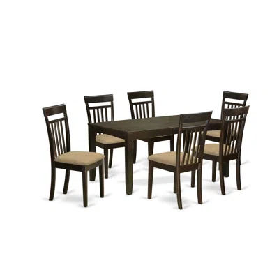 East West Furniture Lyca7-cap-c 7 Pc Dining Room Set For 6-table With Leaf And 6 Kitchen Dining Chairs