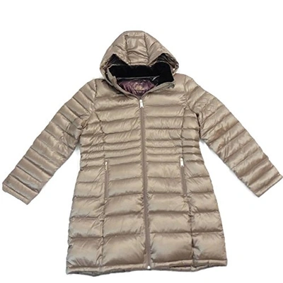 Andrew Marc Packable Lightweight Premium Down Long Jacket For Women In Taupe
