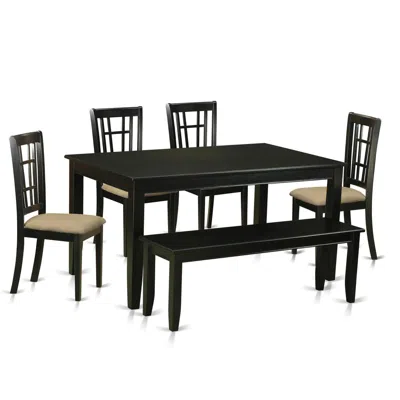 East West Furniture Duni6-blk-c 6 Pc Kitchen Nook Dining Set - Kitchen Table And 4 Dining Chairs With Bench