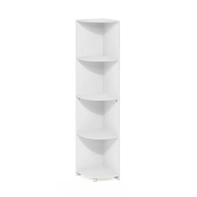 Furinno Econ 4-tier Corner Shelf Bookcase, Bookshelf, White In White
