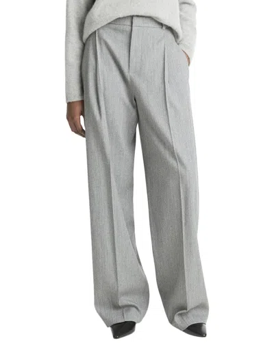 Vince High Waist Wool-blend Twill Trouser In Gray