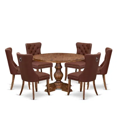 Luxe By East West Furniture 7-pc Dining Table Set Include A Modern Table And 6 Burgundy Upholstered Chairs