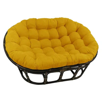 International Caravan Rattan Double Papasan Chair With Microsuede Cushion In Yellow